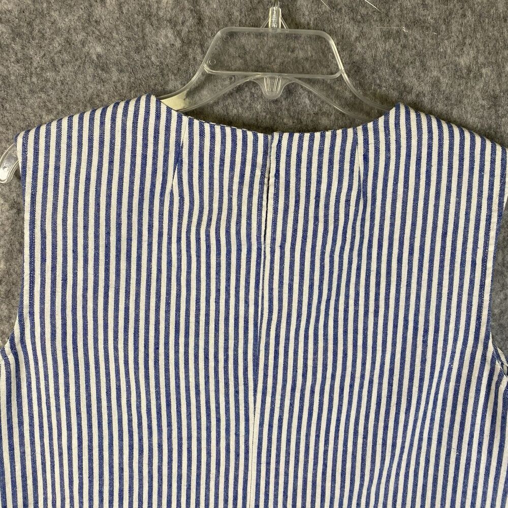 J. Crew Sleeveless Boxy Shirt Womens 8 Blue White Striped Preppy Southern - Picture 8 of 11